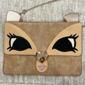 Betsey Johnson “Be a Deer…” clutch style handbag w/removable chain strap